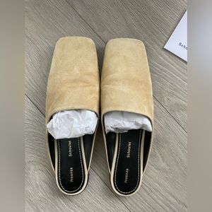 Proenza Schouler Square-Toe Suede Mules